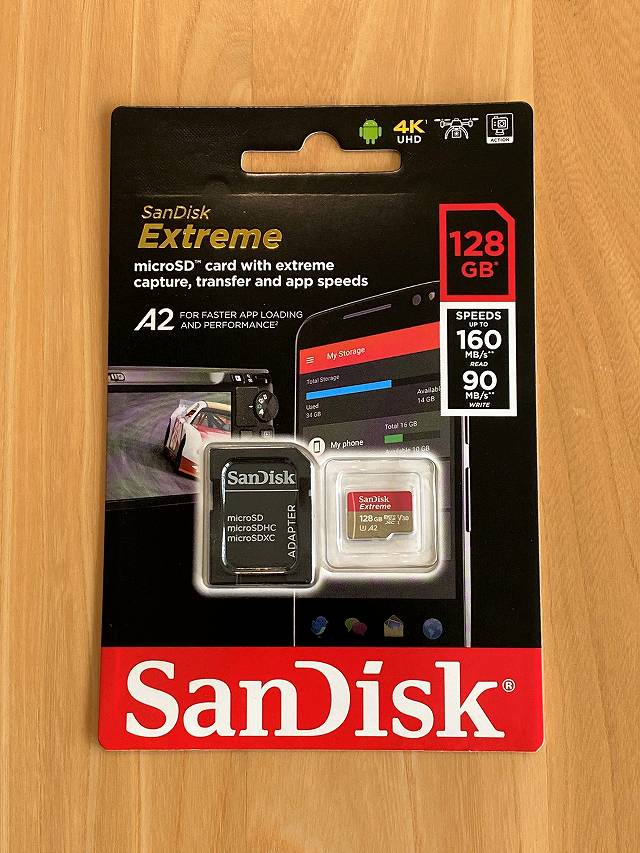 micro SDカード SanDisk Extreme UHS-1 U3 V30 のパッケージ画像