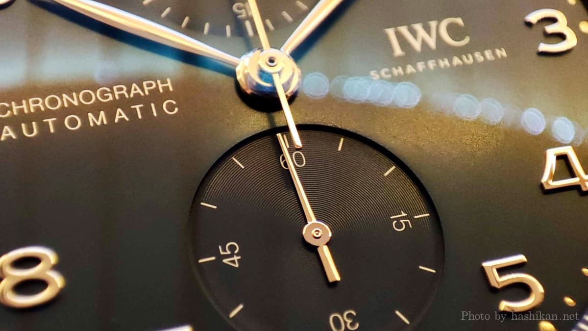 IWCポルトギーゼクロノグラフの秒針の拡大画像