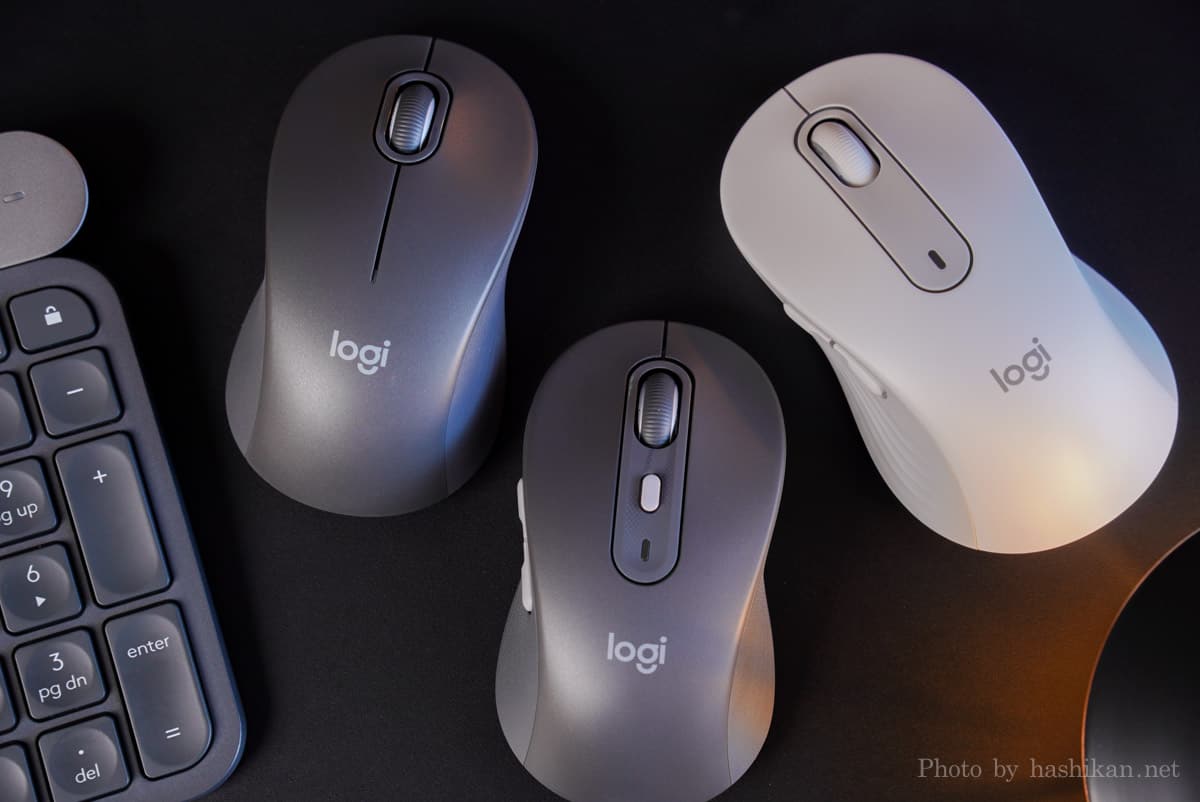 Logicoolの「SIGNATURE」シリーズM750、M650、M550を並べた様子