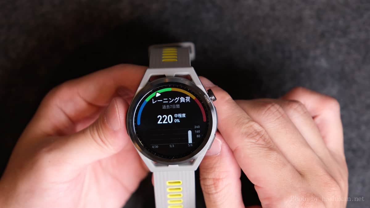 HUAWEI Watch GT Runner のトレーニング負荷でどの程度の負荷がかかっているかが数値化できる