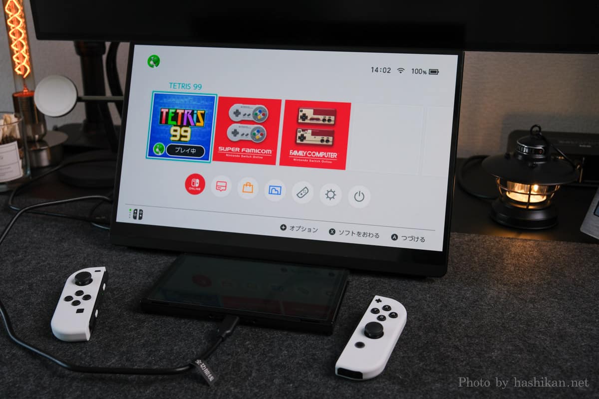 EHOMEWEI『O156DSL』とNintendo Switchを接続している様子